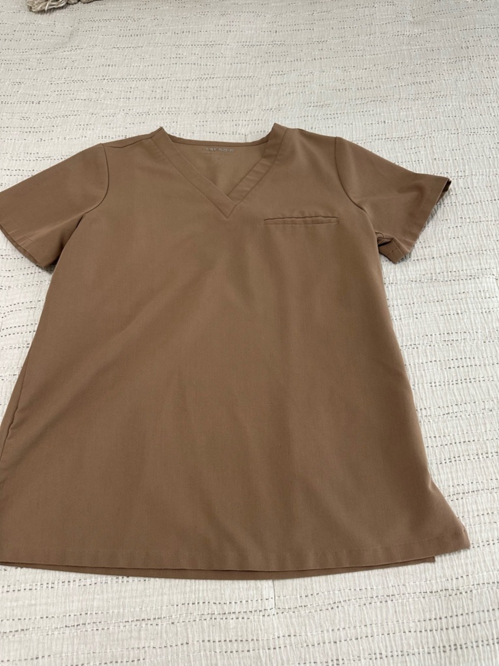 Women’s V-Neck Short Sleeve Scrub Top in Warm Brown